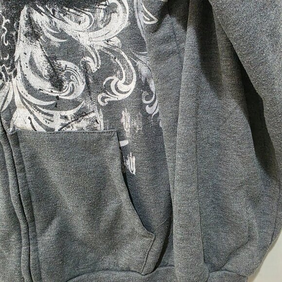 Romwe Grey Zip Up Hoodie with Graphic Print – Women’s Medium - Picture 5 of 10